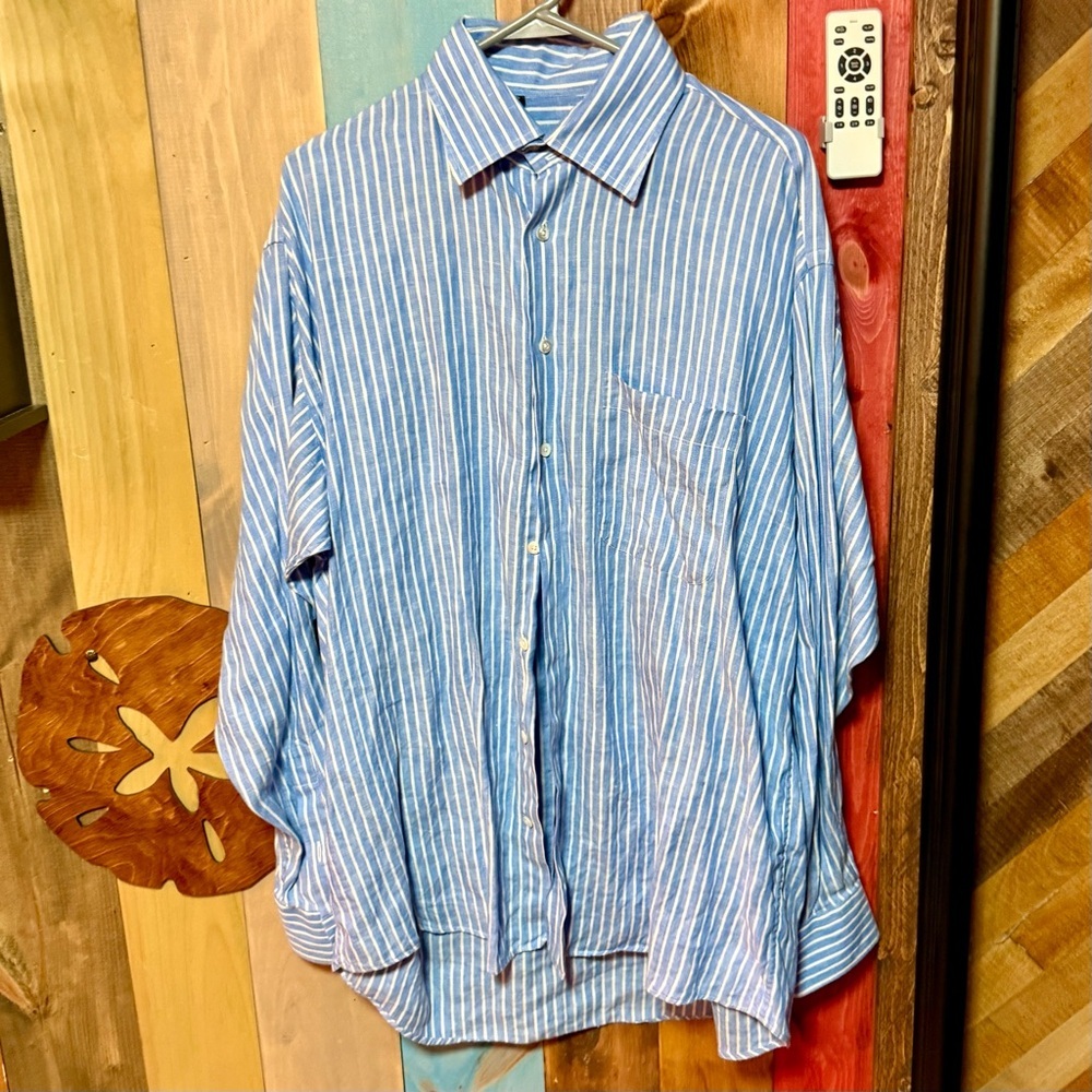 Burberry London Blue Striped Men's Shirt Sz XL